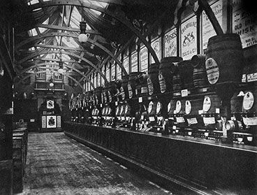 Interior of Rogano's Bodega at the Glasgow Exhibition 1888.